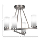 Trinity Four Light Semi-Flush Mount in Graphite with 2.5" White Marble Shade
