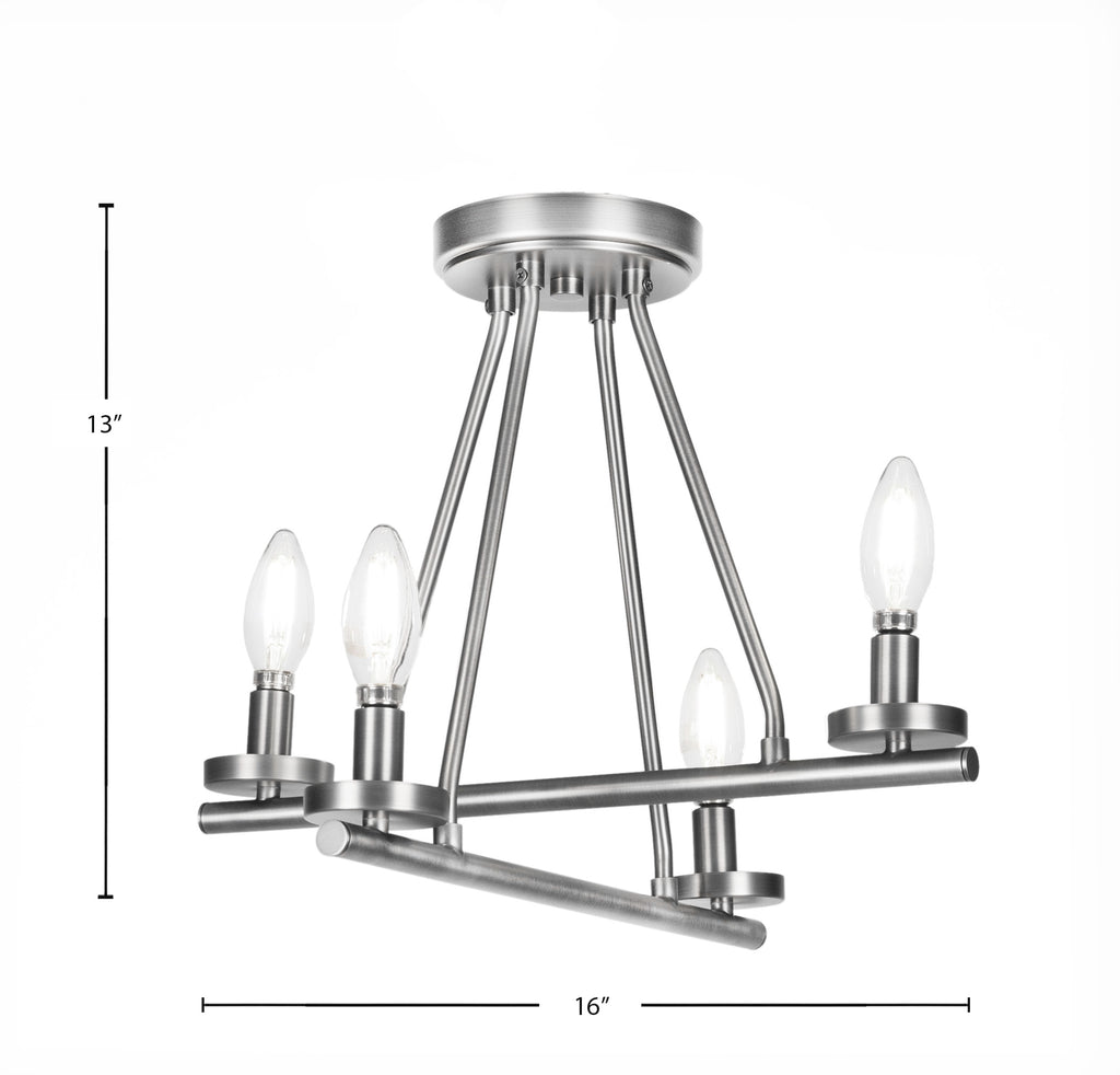 Trinity Four Light Semi-Flush Mount in Graphite