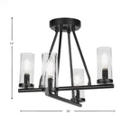 Trinity Four Light Semi-Flush Mount in Matte Black with 2.5" Clear Bubble Shade