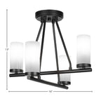 Trinity Four Light Semi-Flush Mount in Matte Black with 2.5" White Marble Shade