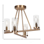 Trinity Four Light Semi-Flush Mount in New Age Brass with 2.5" Clear Bubble Shade