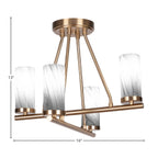 Trinity Four Light Semi-Flush Mount in New Age Brass with 2.5" Onyx Swirl Shade