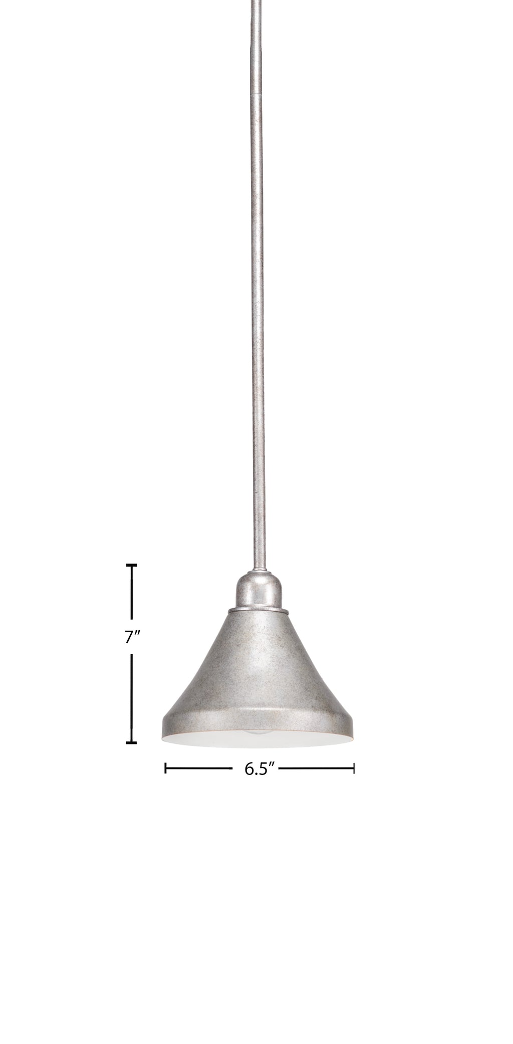 Vintage One Light Mini Pendant in Aged Silver with 7" Aged Silver Cone Metal Shade Shade
