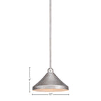 Vintage One Light Mini Pendant in Aged Silver with 10" Aged Silver Cone Metal Shade Shade