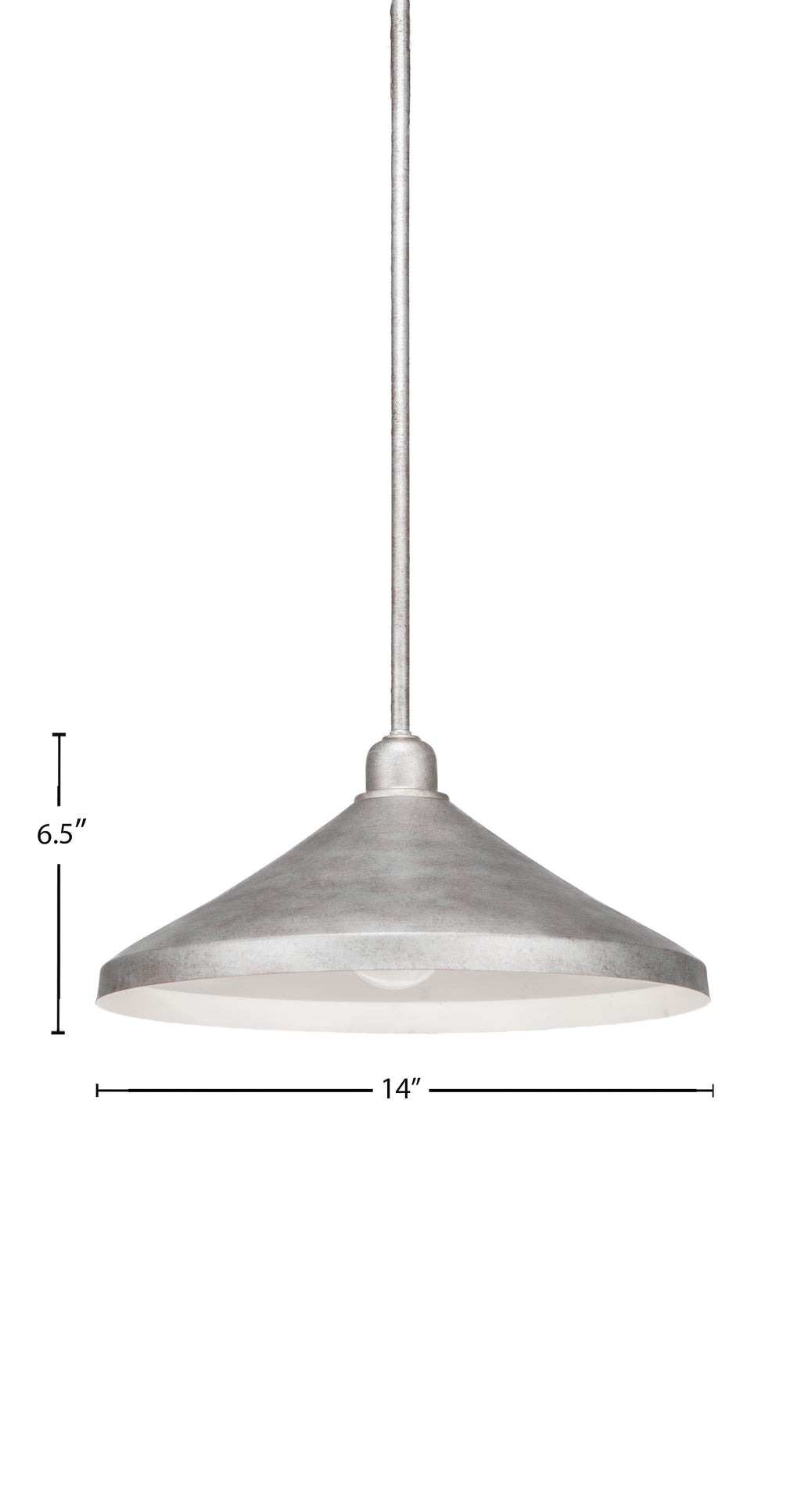 Vintage One Light Mini Pendant in Aged Silver with 14" Aged Silver Cone Metal Shade Shade