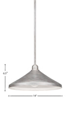 Vintage One Light Mini Pendant in Aged Silver with 14" Aged Silver Cone Metal Shade Shade