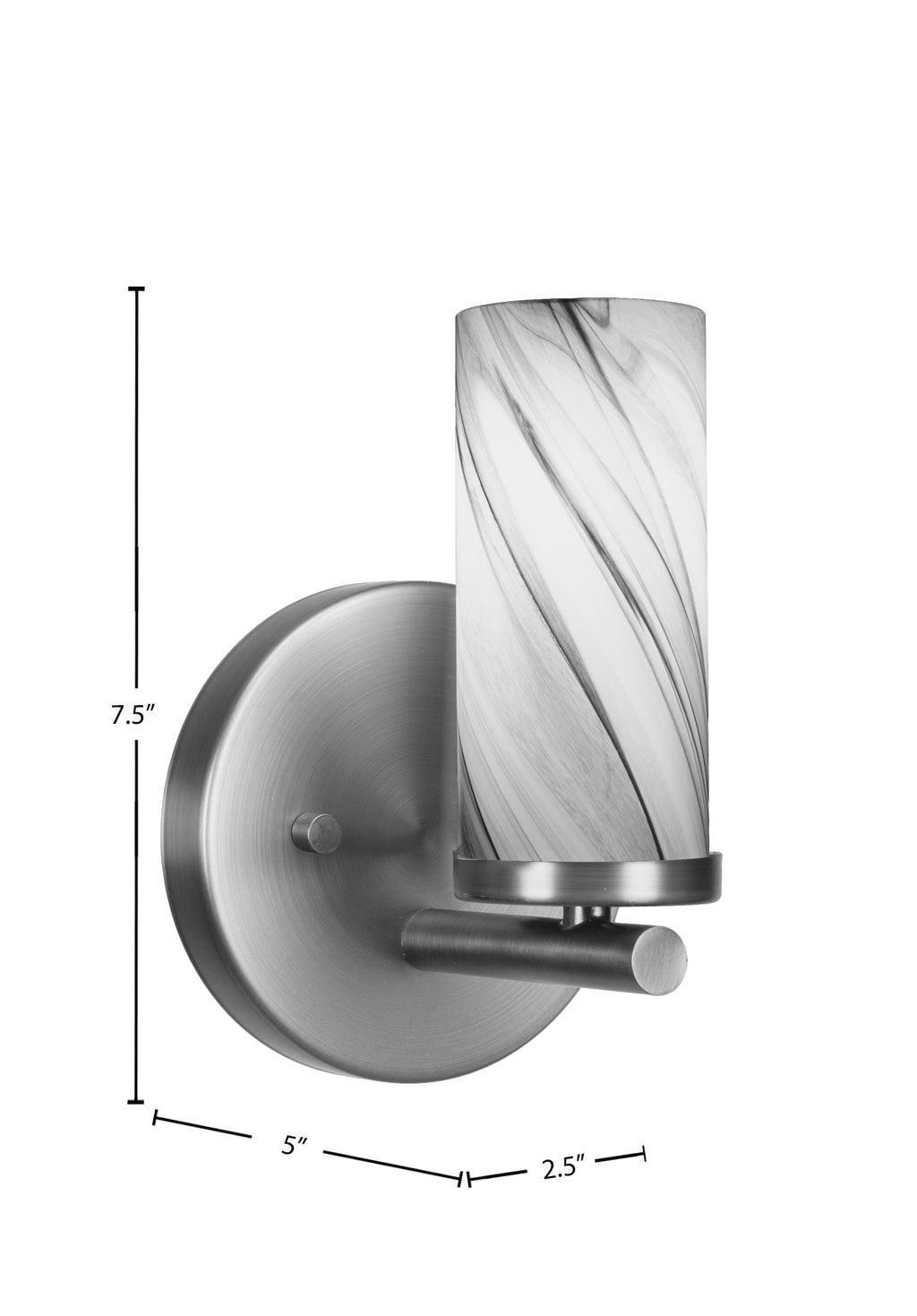 Trinity One Light Wall Sconce in Graphite with 2.5" Onyx Swirl Shade