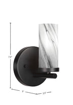 Trinity One Light Wall Sconce in Matte Black with 2.5" Onyx Swirl Shade