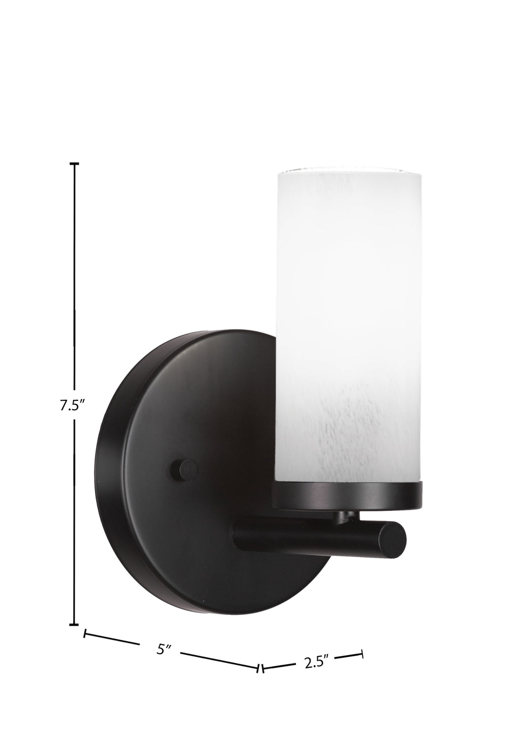 Trinity One Light Wall Sconce in Matte Black with 2.5" White Marble Shade