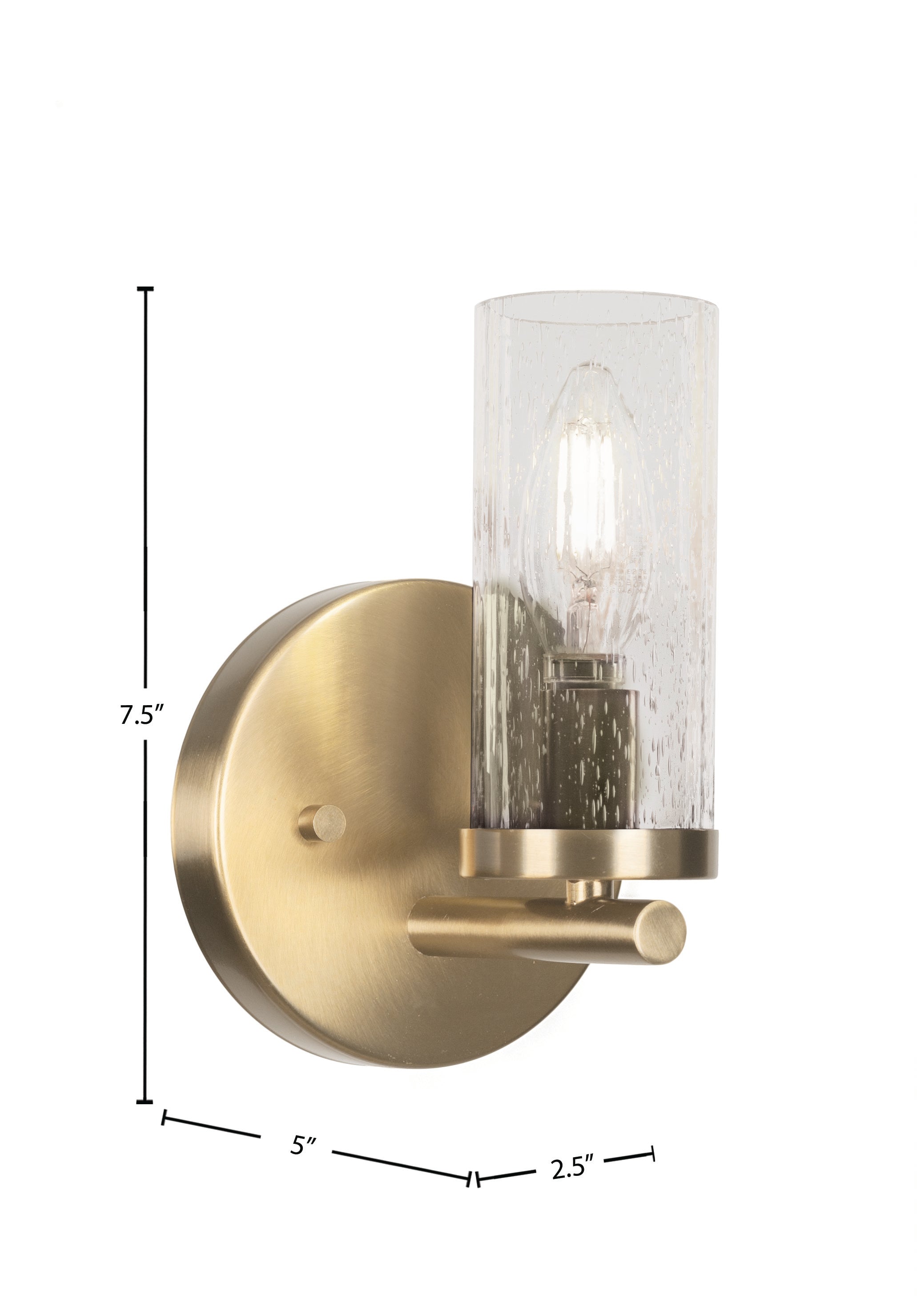Trinity One Light Wall Sconce in New Age Brass with 2.5" Clear Bubble Shade