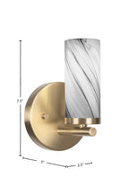 Trinity One Light Wall Sconce in New Age Brass with 2.5" Onyx Swirl Shade