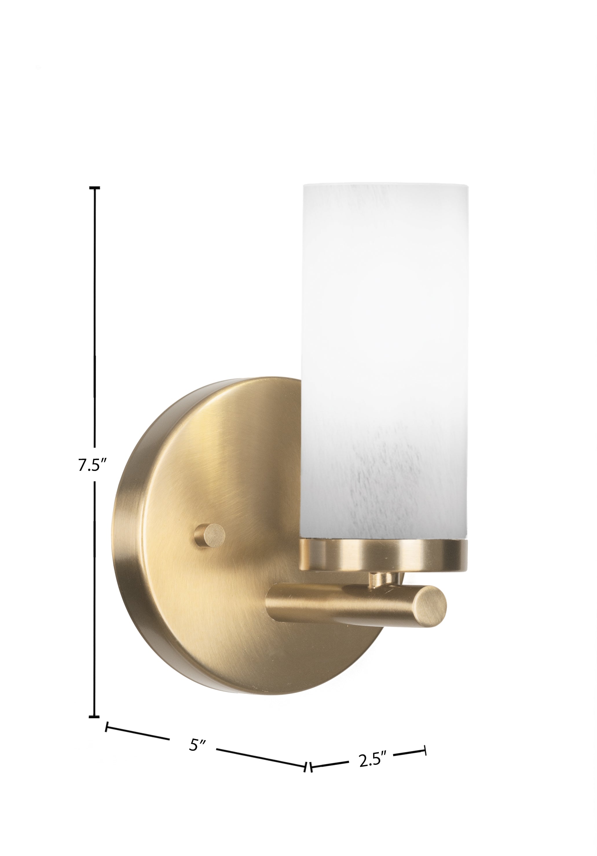 Trinity One Light Wall Sconce in New Age Brass with 2.5" White Marble Shade