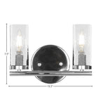 Trinity Two Light Bath Bar in Chrome with 2.5" Clear Bubble Shade