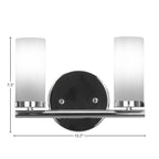 Trinity Two Light Bath Bar in Chrome with 2.5" White Marble Shade