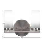 Trinity Two Light Bath Bar in Graphite with 2.5" White Marble Shade