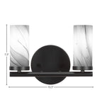 Trinity Two Light Bath Bar in Matte Black with 2.5" Onyx Swirl Shade