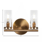 Trinity Two Light Bath Bar in New Age Brass with 2.5" Clear Bubble Shade