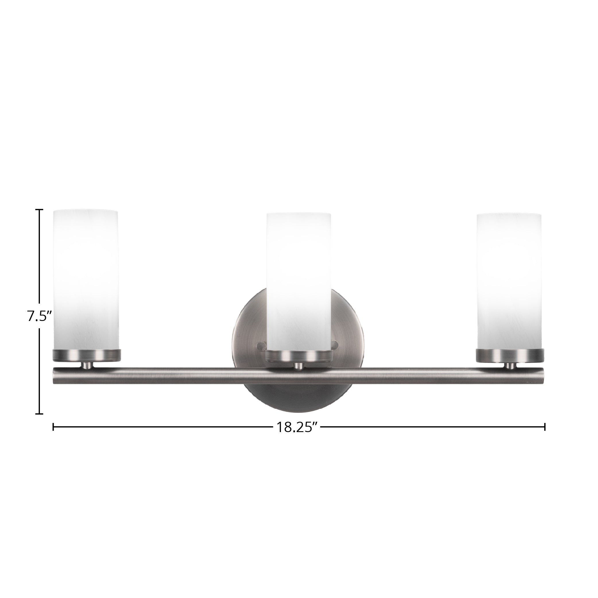 Trinity Three Light Bath Bar in Graphite with 2.5" White Marble Shade