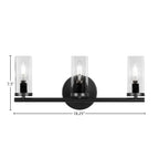 Trinity Three Light Bath Bar in Matte Black with 2.5" Clear Bubble Shade