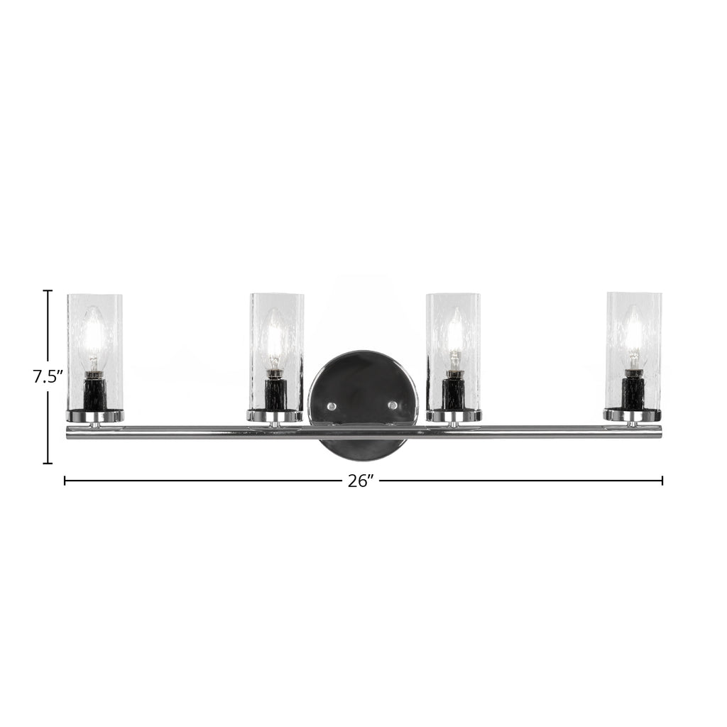 Trinity Four Light Bath Bar in Chrome with 2.5" Clear Bubble Shade