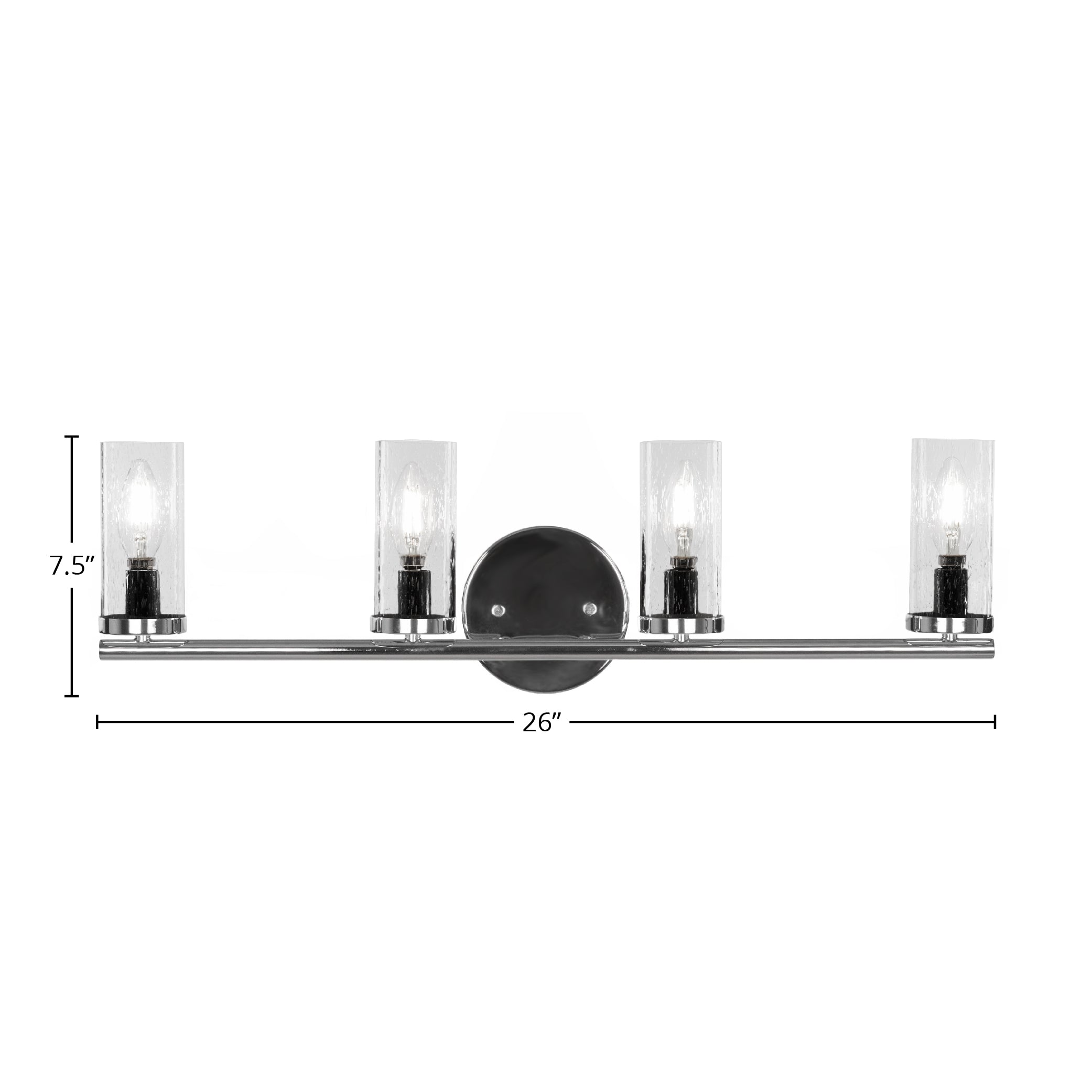 Trinity Four Light Bath Bar in Chrome with 2.5" Clear Bubble Shade