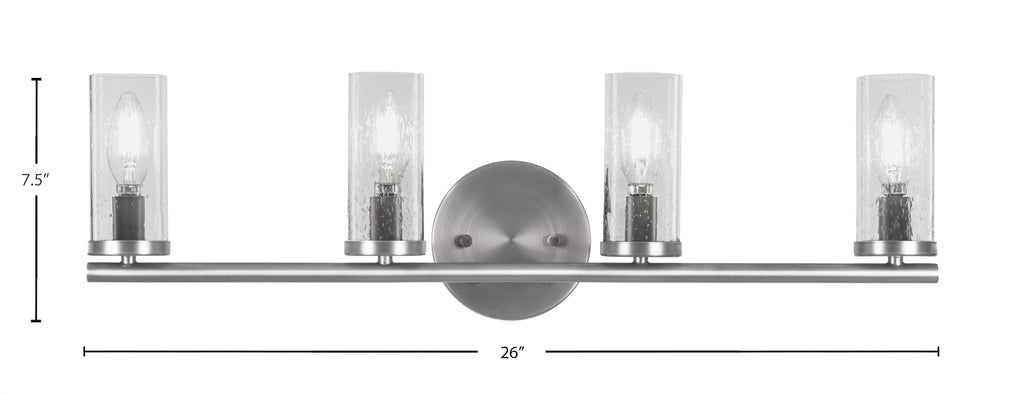 Trinity Four Light Bath Bar in Graphite with 2.5" Clear Bubble Shade