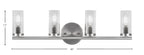 Trinity Four Light Bath Bar in Graphite with 2.5" Clear Bubble Shade