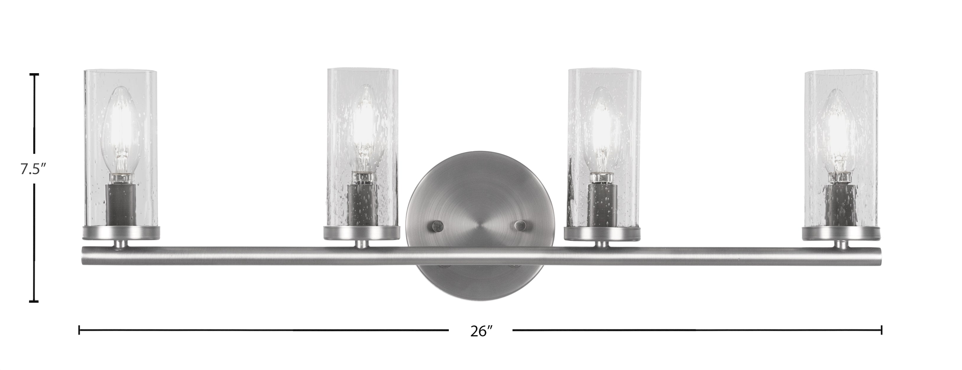 Trinity Four Light Bath Bar in Graphite with 2.5" Clear Bubble Shade
