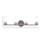Trinity Four Light Bath Bar in Graphite with 2.5" White Marble Shade