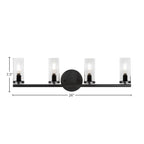 Trinity Four Light Bath Bar in Matte Black with 2.5" Clear Bubble Shade