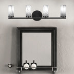 Trinity Four Light Bath Bar in Matte Black with 2.5" Onyx Swirl Shade