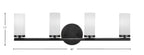 Trinity Four Light Bath Bar in Matte Black with 2.5" White Marble Shade
