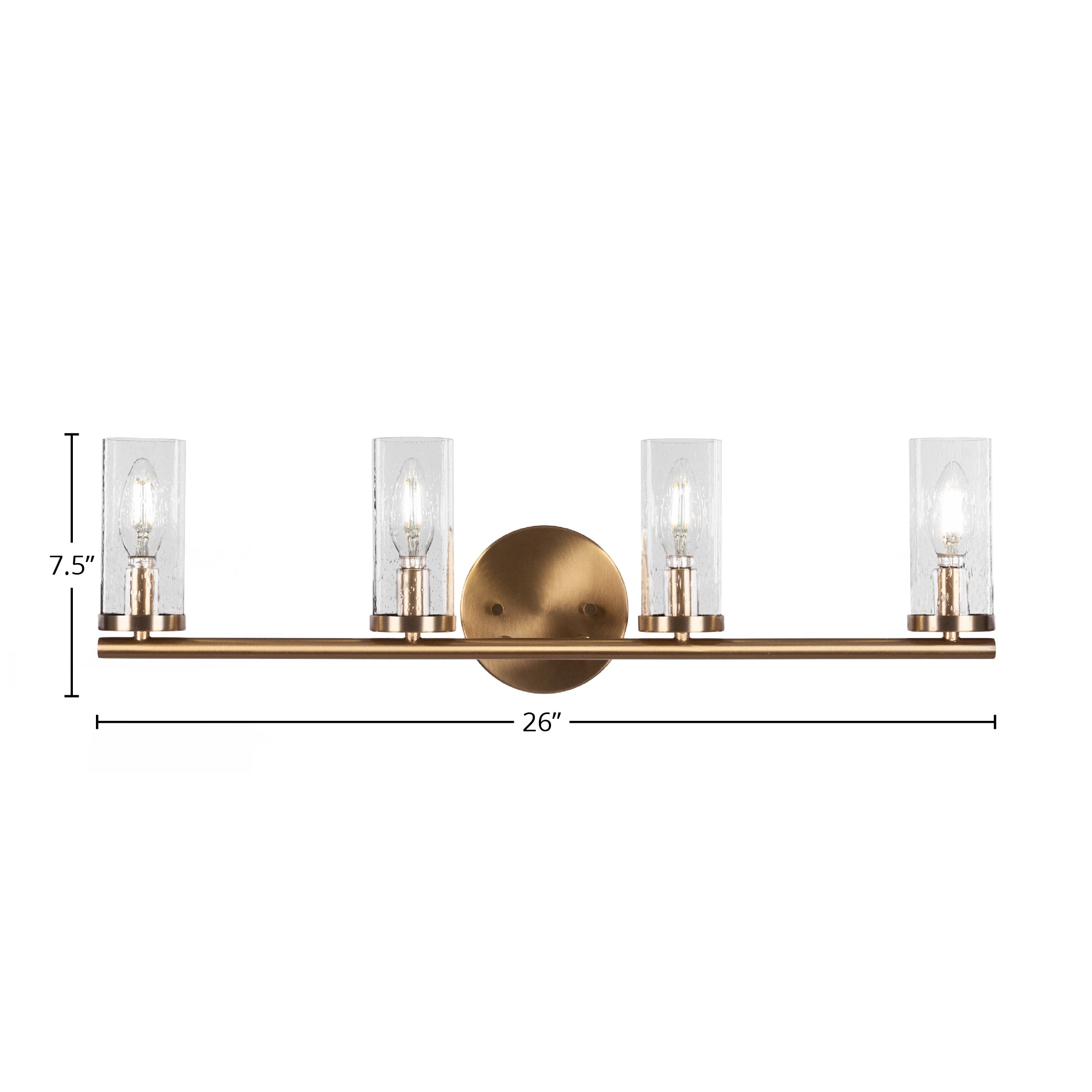 Trinity Four Light Bath Bar in New Age Brass with 2.5" Clear Bubble Shade