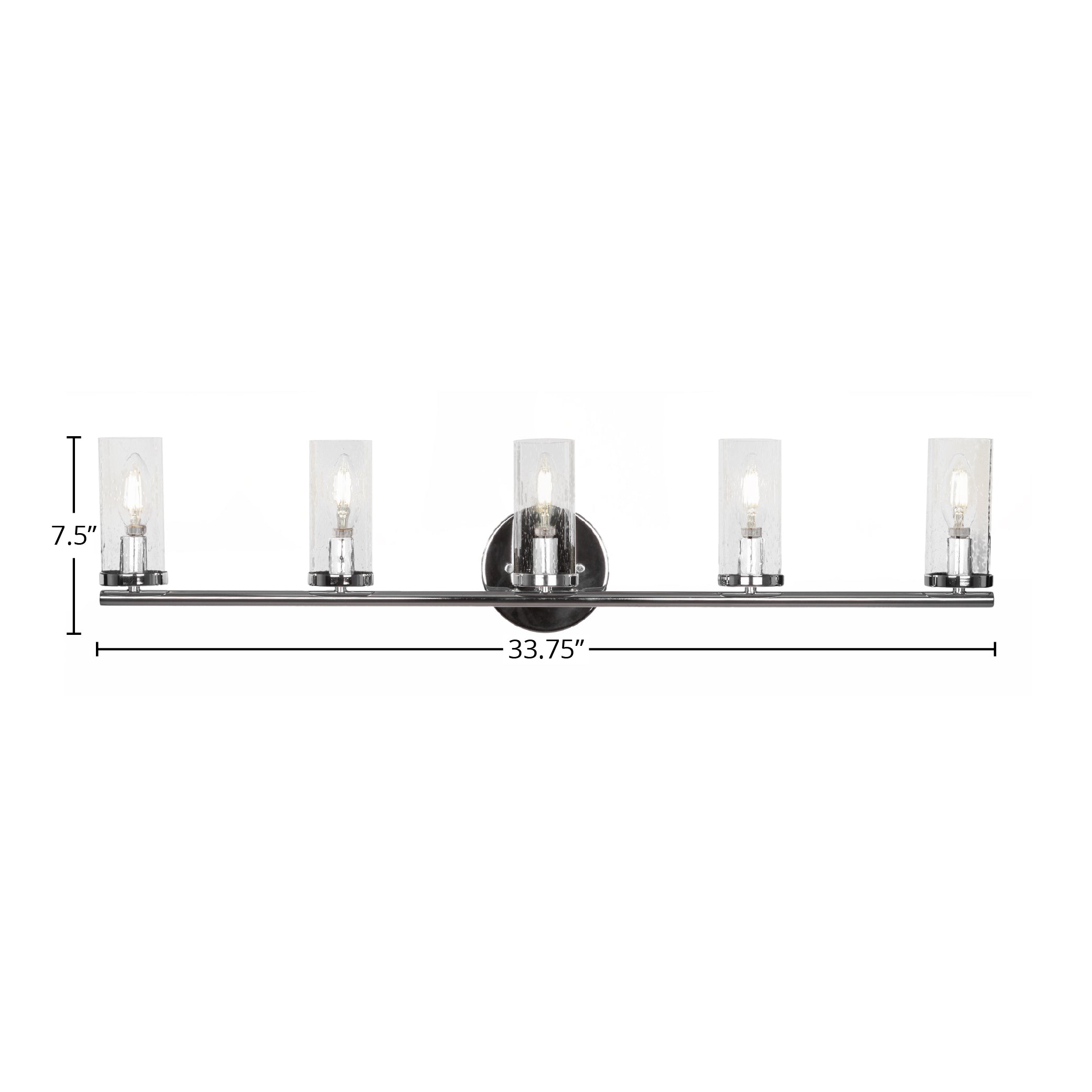 Trinity Five Light Bath Bar in Chrome with 2.5" Clear Bubble Shade