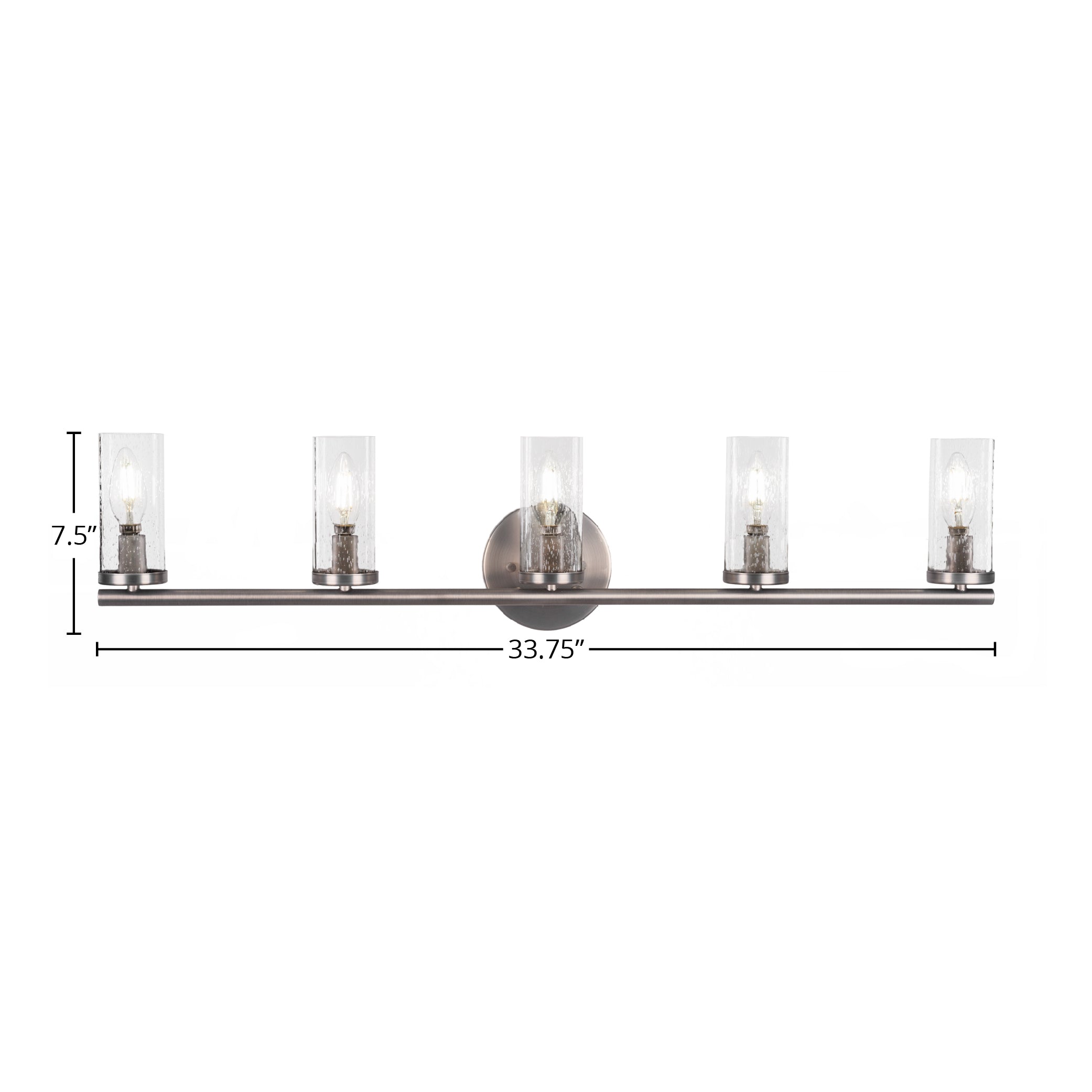 Trinity Five Light Bath Bar in Graphite with 2.5" Clear Bubble Shade