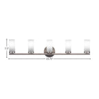 Trinity Five Light Bath Bar in Graphite with 2.5" White Marble Shade