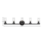 Trinity Five Light Bath Bar in Matte Black with 2.5" Clear Bubble Shade