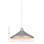 Vintage One Light Mini Pendant in Aged Silver with 14" Aged Silver Cone Metal Shade Shade