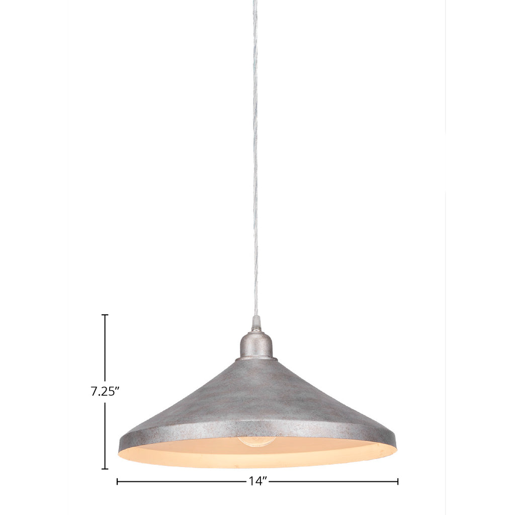 Vintage One Light Mini Pendant in Dark Granite with 14" Dark Granite Cone Metal Shade Shade