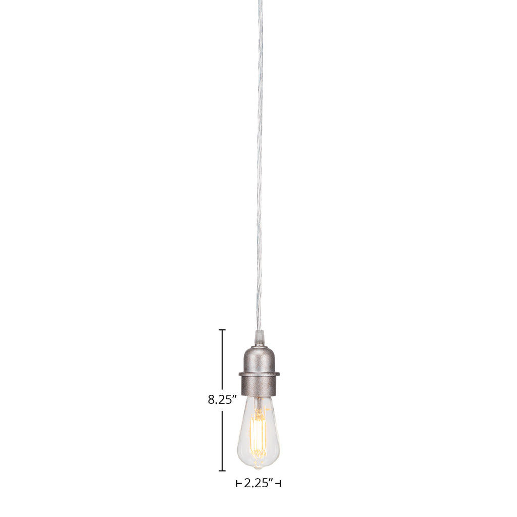 Vintage LED Mini Pendant in Aged Silver with Clear Antique LED Shade