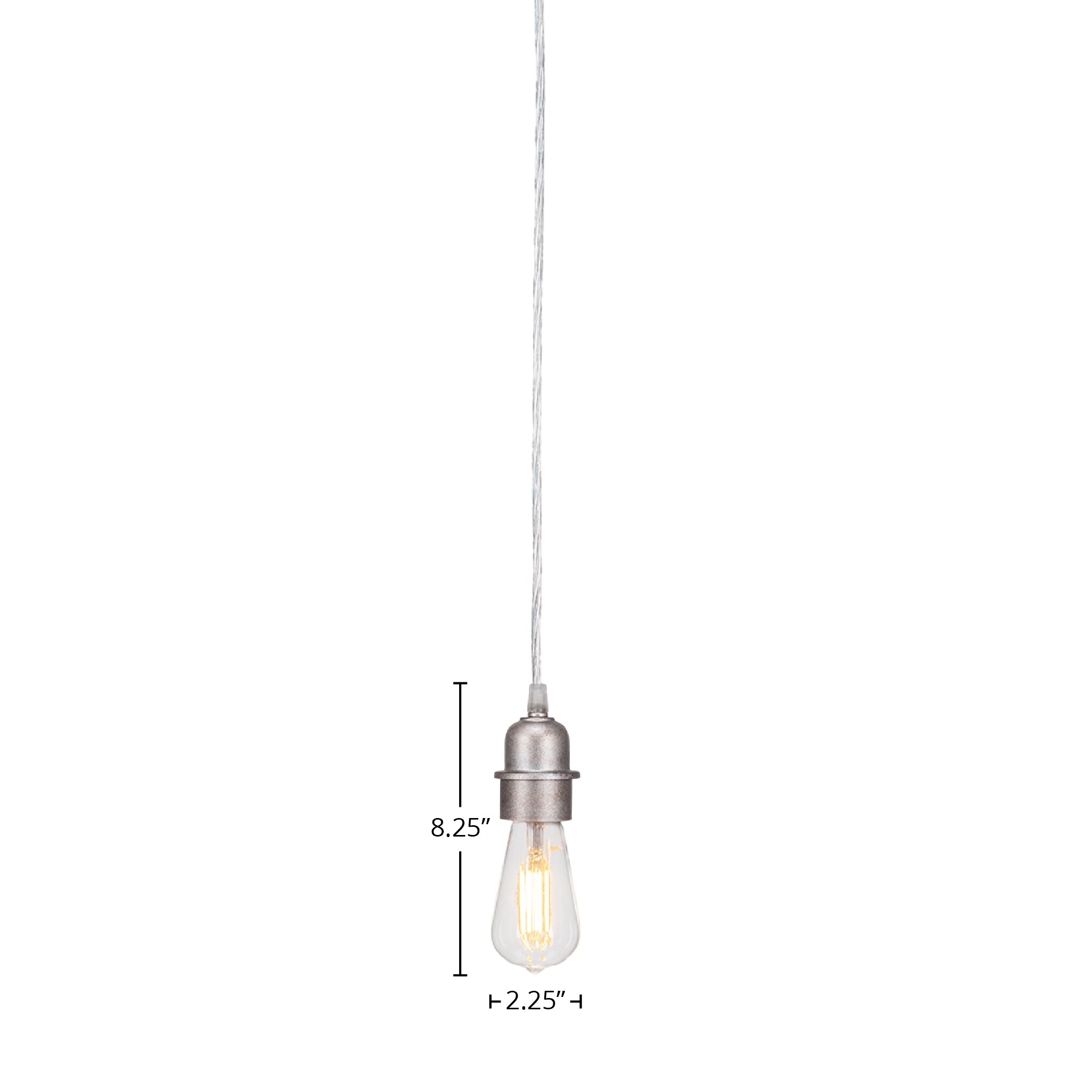 Vintage LED Mini Pendant in Aged Silver with Clear Antique LED Shade