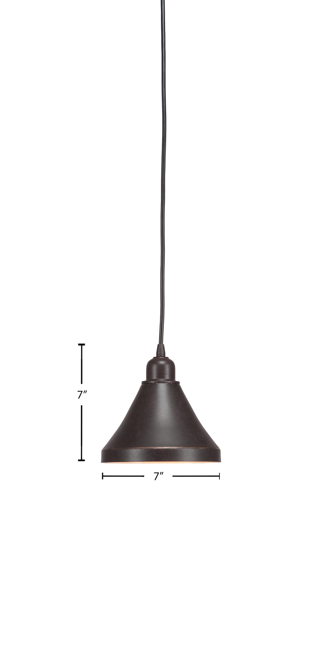 Vintage One Light Mini Pendant in Dark Granite with 7" Dark Granite Cone Metal Shade Shade