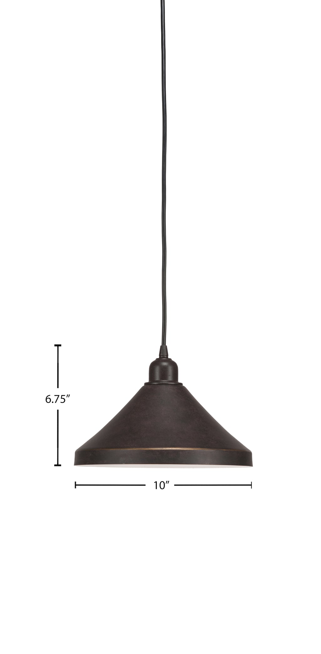 Vintage One Light Mini Pendant in Dark Granite with 10" Dark Granite Cone Metal Shade Shade