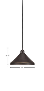 Vintage One Light Mini Pendant in Dark Granite with 10" Dark Granite Cone Metal Shade Shade