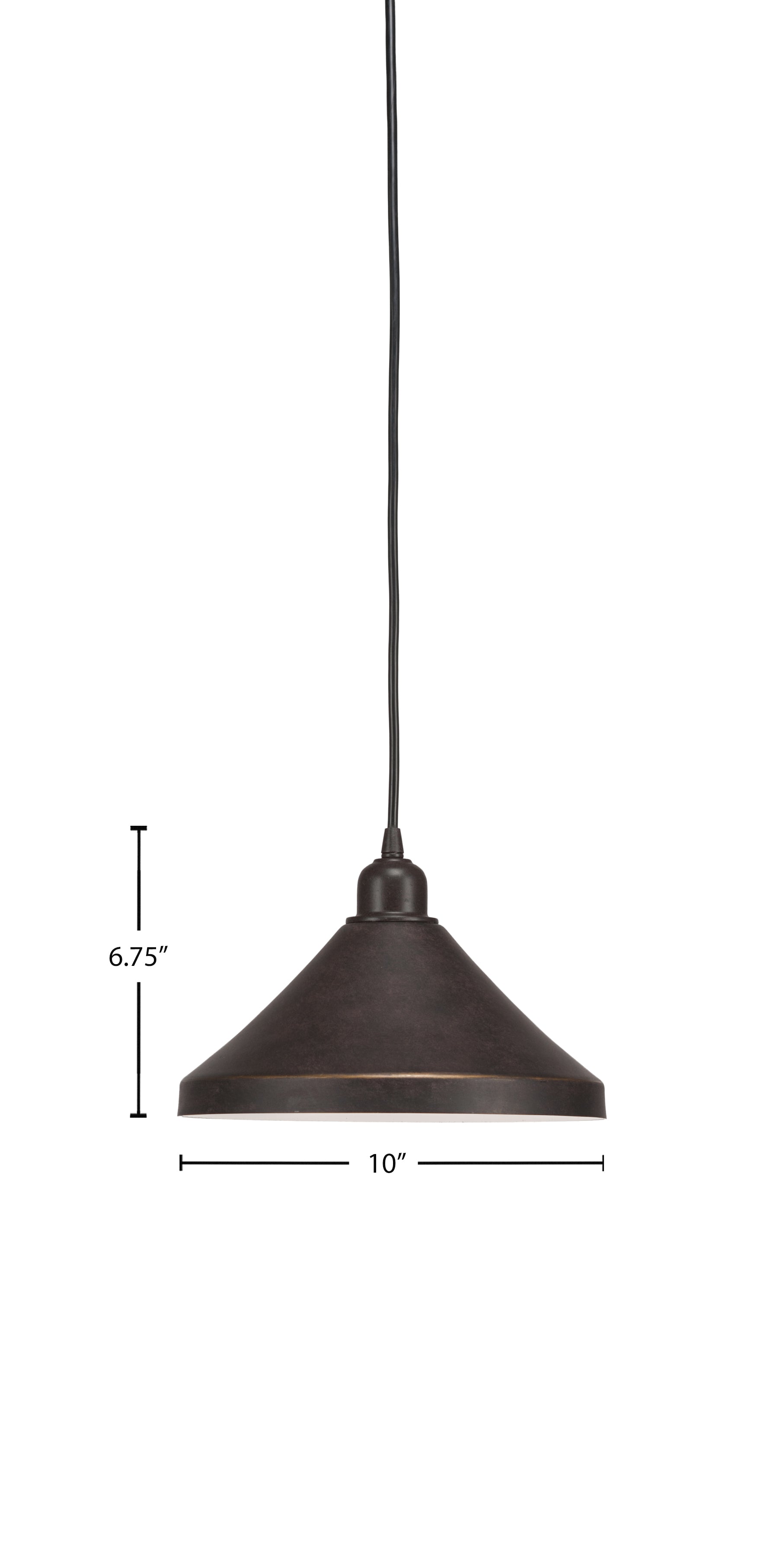 Vintage One Light Mini Pendant in Dark Granite with 10" Dark Granite Cone Metal Shade Shade