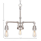 Vintage LED Chandelier in Aged Silver with 3 Light Chandelier Shown In Aged Silver Finish With Clear Antique LED Shade