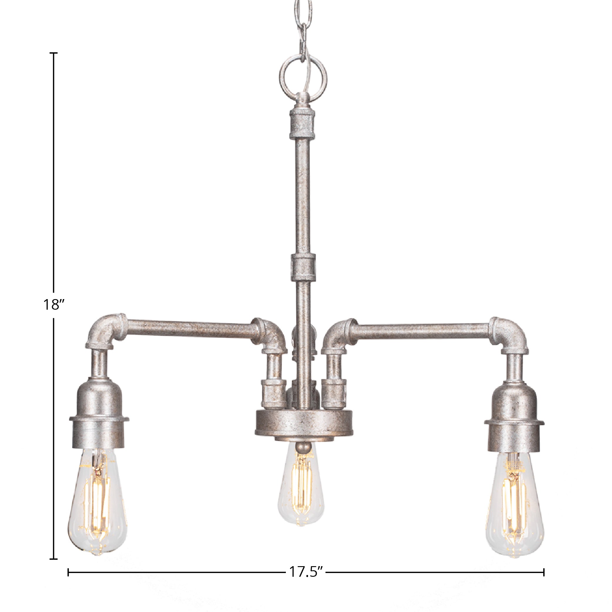 Vintage LED Chandelier in Aged Silver with 3 Light Chandelier Shown In Aged Silver Finish With Clear Antique LED Shade