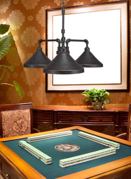 Vintage Three Light Chandelier in Dark Granite with 10" Dark Granite Cone Metal Shade Shade