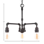 Vintage Three Light Chandelier in Dark Granite with 60 watt Amber Antique Shade