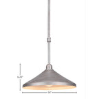 Vintage One Light Mini Pendant in Aged Silver with 14" Aged Silver Cone Metal Shade Shade